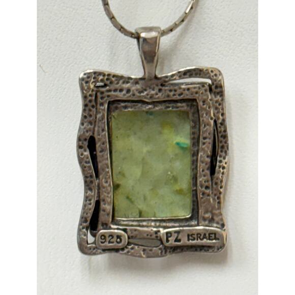 PZ Or Paz Sterling Silver Roman Glass Pendant Necklace 20" #63861 - Picture 4 of 6